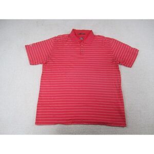Tiger Woods‎ Shirt Mens XXL 2XL Red Striped Golfer Polo Country Club Dri-Fit